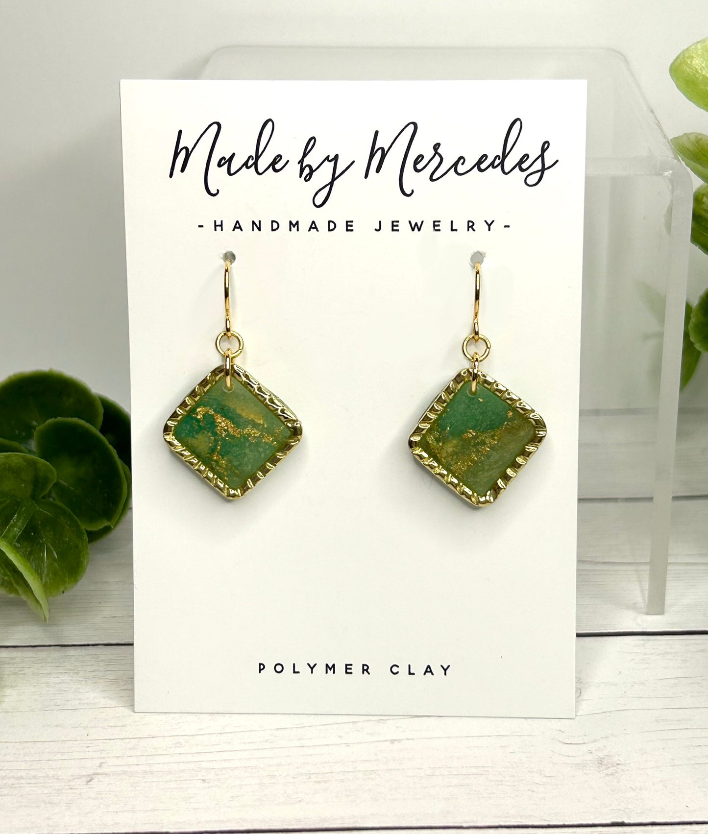 Emerald square dangle