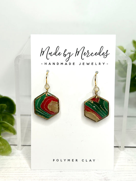 Christmas Geode Hexagon Dangles