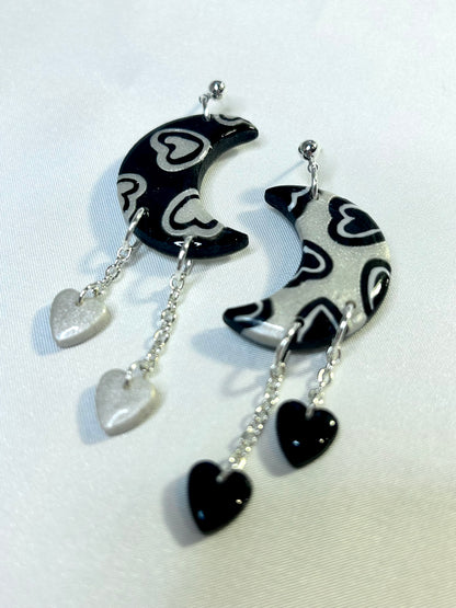 Inverted heart moon dangles