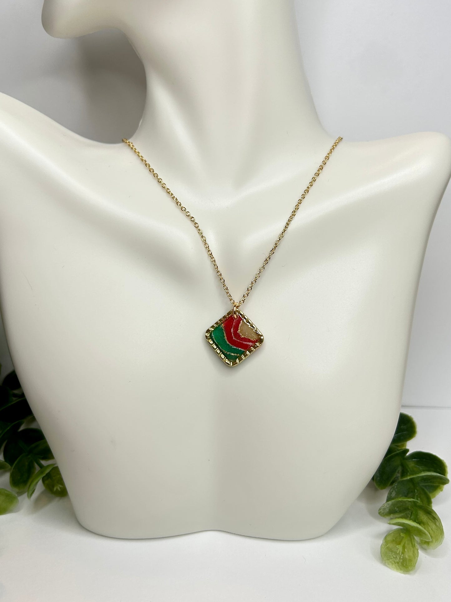 Square Christmas Necklace