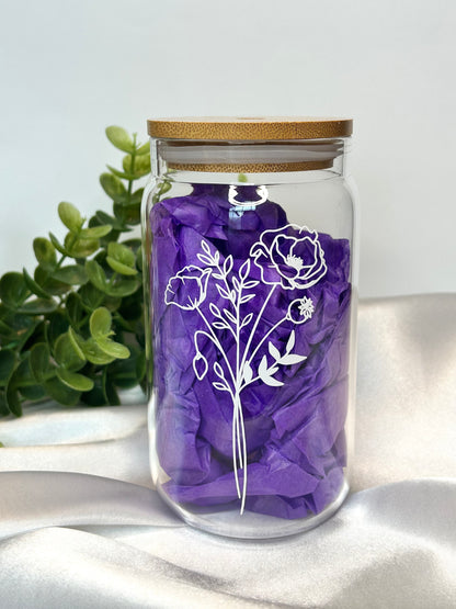 Birth Flower Custom Glass cup