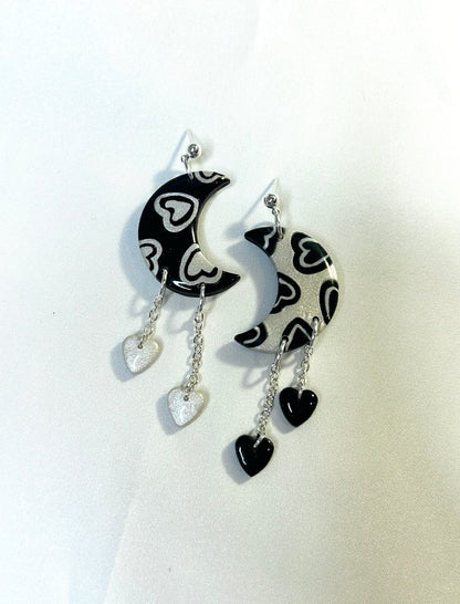 Inverted heart moon dangles