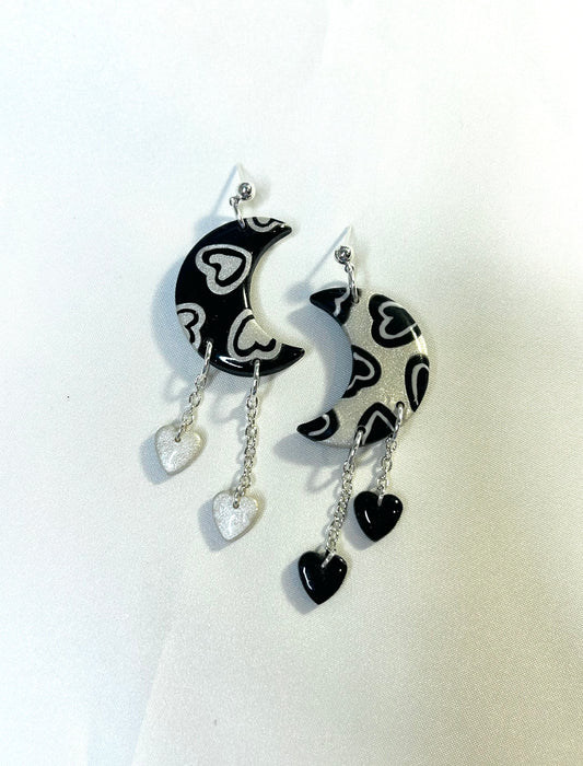 Inverted heart moon dangles