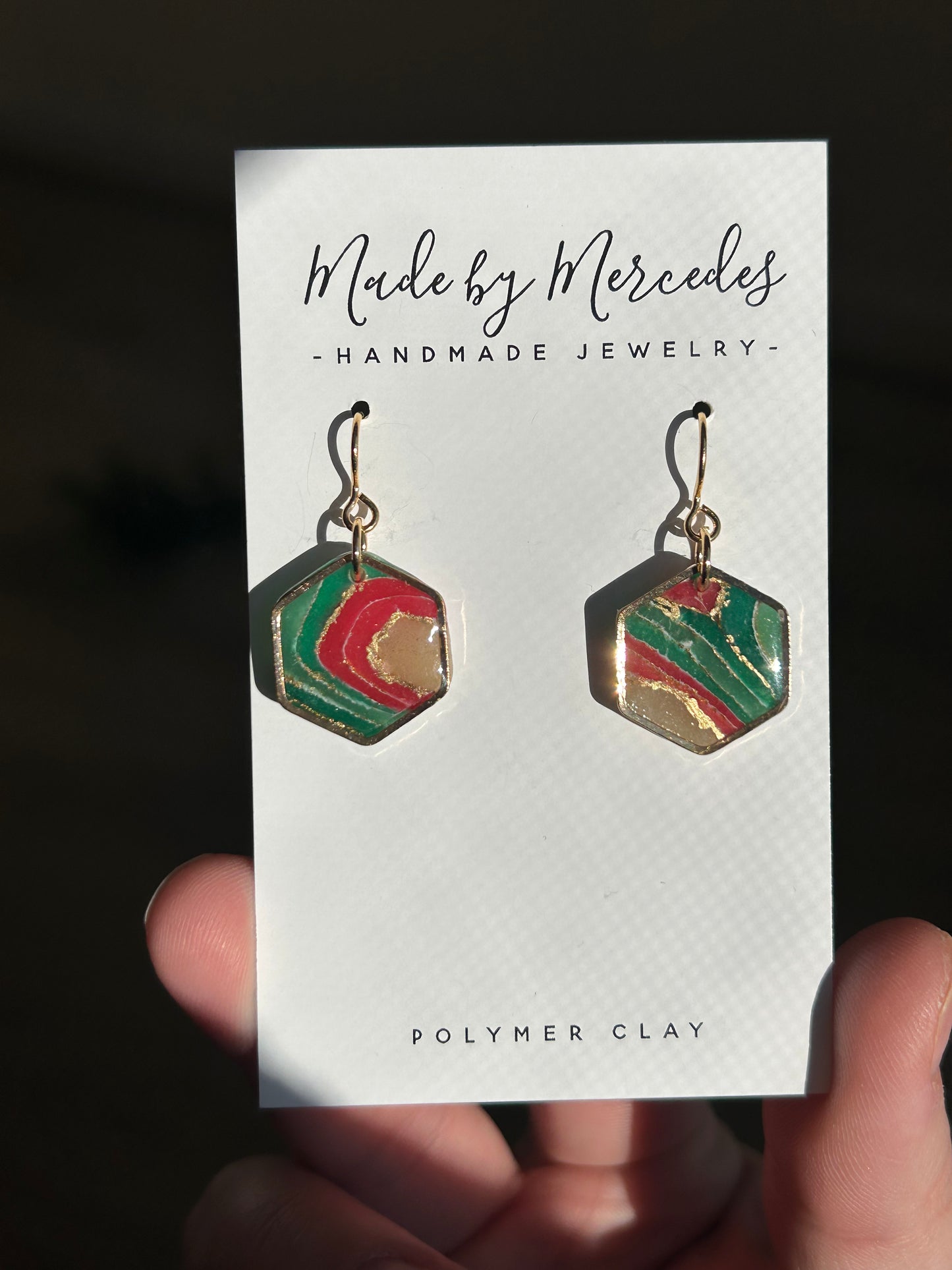 Christmas Geode Hexagon Dangles